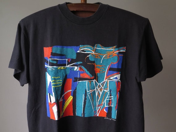 Sharp 1990 art vintage tee artist painting abstra… - image 1