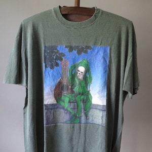 Vintage Grateful Dead T Shirt Maxfield Parrish Prints Tshirt Green Jester Vintage Art T Shirt Single Stitch Rare Music Art Tee