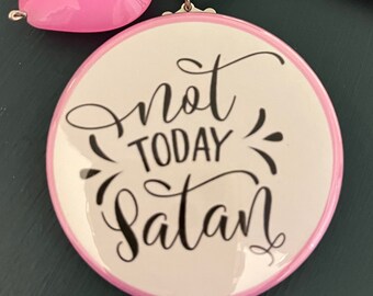 Not Today Satan Keychain, keychain, not today, guitar pick, guitar pick keychain