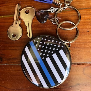 Police Flag Keychain, Thin Blue Line Flag Keychain, Police Flag, Police, Keychains, Thin Blue Line, Keychain