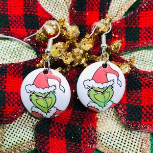 Grinch Earrings, Christmas Earrings, Christmas Grinch Earrings, Grinch, Grinch the Movie, Christmas, Christmas Jewelry