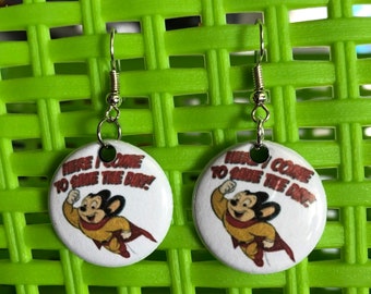 Mighty Mouse Earrings, Earrings, Mighty Mouse, Mouse, Cartoon Mouse