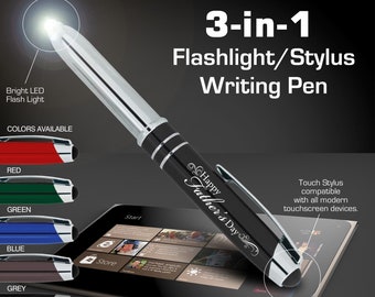 Father's Day Gift Pen: Engraved pen personalized with "Happy Father's Day", Elegant Gift Pen Set with Flashlight and Stylus for Touchscreens