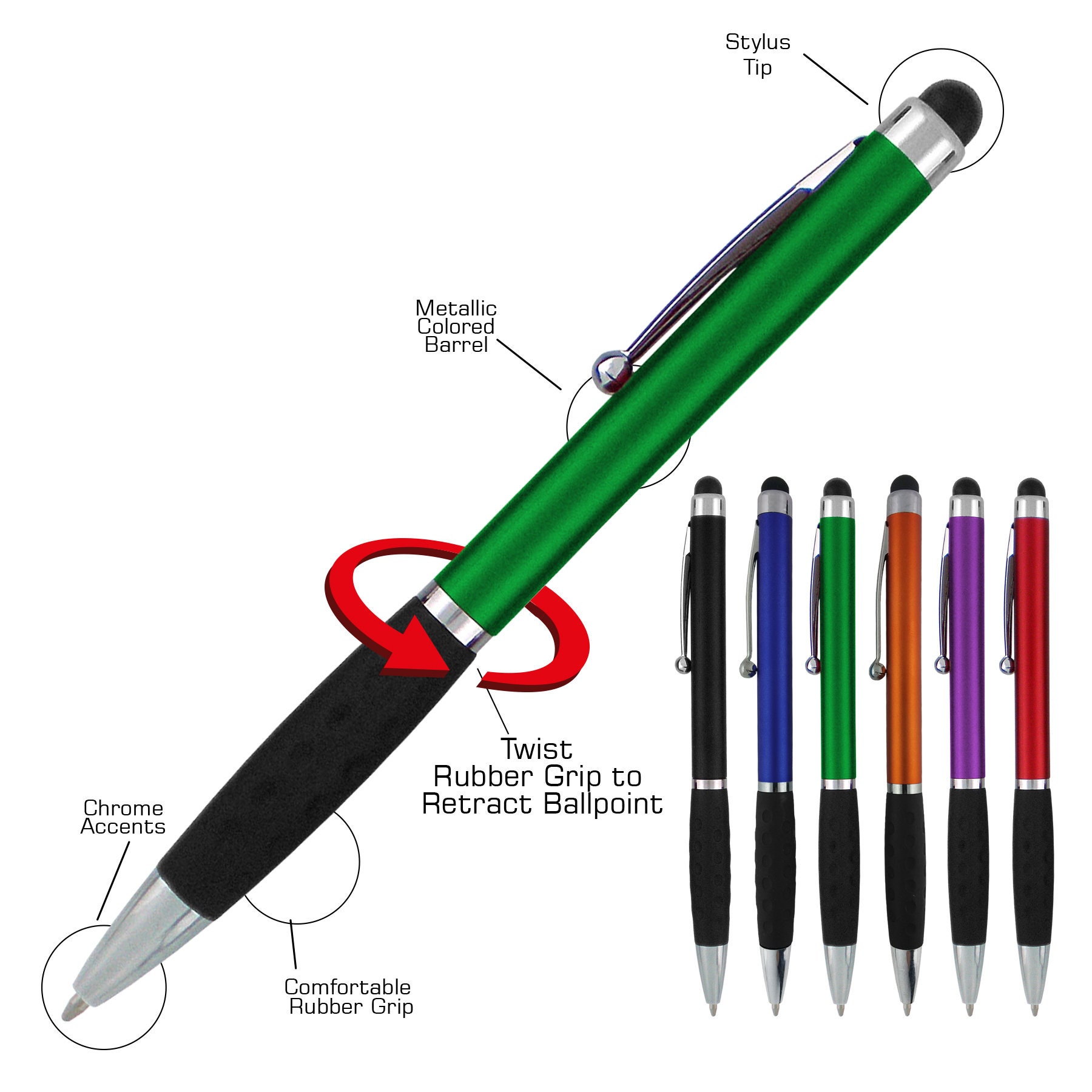 12 bolígrafos personalizados con lápiz óptico La perla Bolígrafos metálicos  personalizados con nombre impreso con tinta negra Impreso con logotipo o  mensaje Grandes ideas para regalos -  México