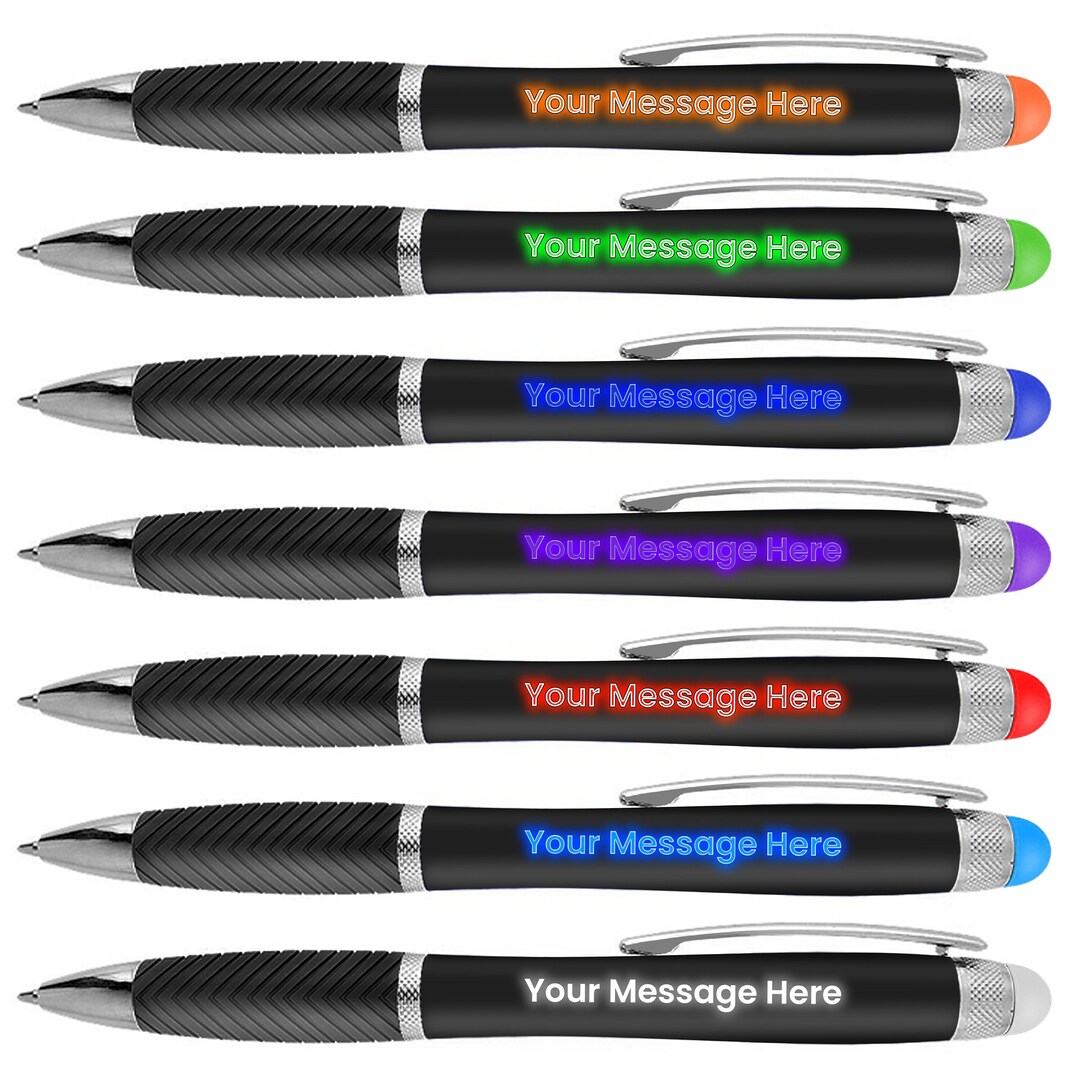 80 Personalized LED Light up Pens With Text/ Logo + Ballpoint Pens ...