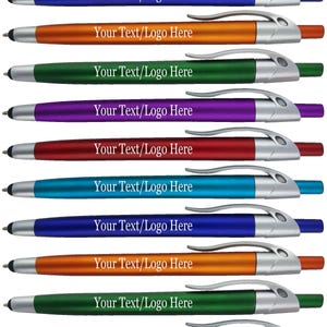 300 Personalized Business Pens Bulk Custom Text, Promotional Marketing, Writing Office Supplies Personalized pens + Stylus for Touchscreen