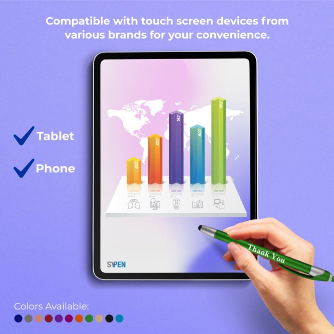 Penne stilo con scritta Thank You per tutti i dispositivi touchscreen, 2 in 1, per eventi, feste, apprezzamento dei dipendenti e altro (confezione da 25