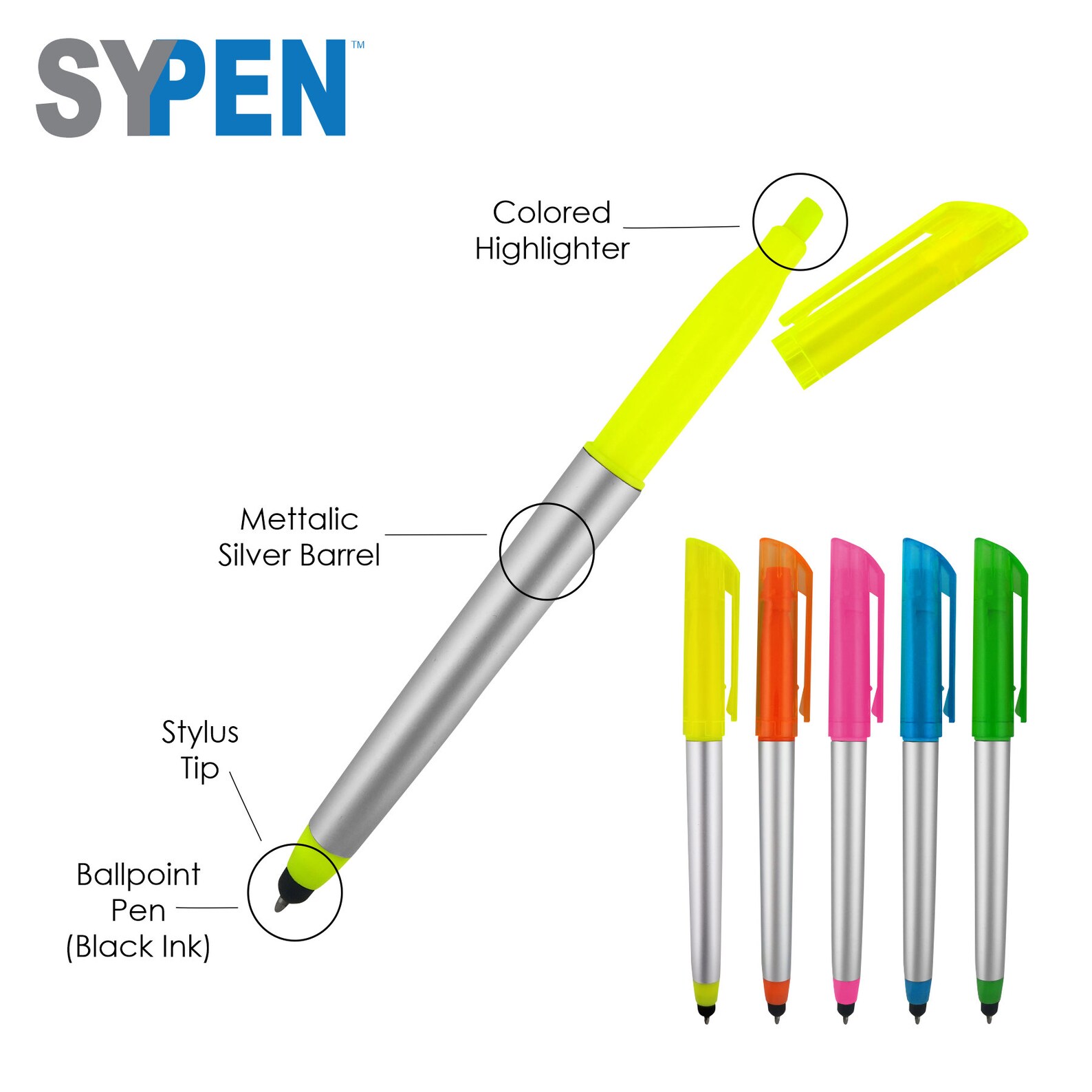 Personalized Business Pens Highlighters Stylus for Touchscreen Bulk Custom Text Order, Marketing