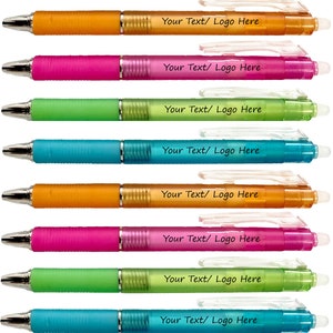 250 Personalized Erasable Gel-like Pens, Business Name Logo Pens Bulk Custom Text Order, Marketing Material, Office Supplies Customized