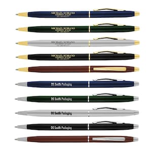 100 Personalized Pens with Custom Text or Brand Logo, Metal Slim Ballpoint Pens,Business Name Wholesale Bulk Branding Promo Office Supplies