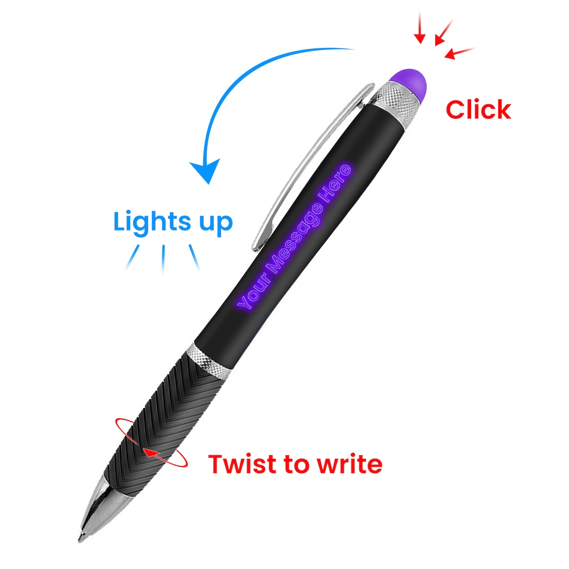 Personalized Engraved LightUp Ballpoint Pen with Stylus for Etsy