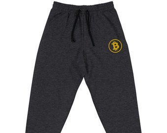 Bitcoin BTC Symbol Unisex Joggers Pants, Crypto Lovers Merch, Bitcoin Lovers Pants Gift, Blockchain Investing Lovers Pants, Bitcoin Symbol