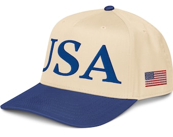 Gorra USA 45-47, bandera estadounidense a la izquierda, 45-47 a la derecha, gorra de béisbol bordada de 5 paneles