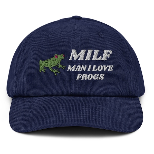 MILF - Uomo che amo le rane divertenti - Amanti delle rane - Cappello di velluto a coste ricamato, cappello regalo per gli amanti delle rane, amanti degli animali, regalo divertente
