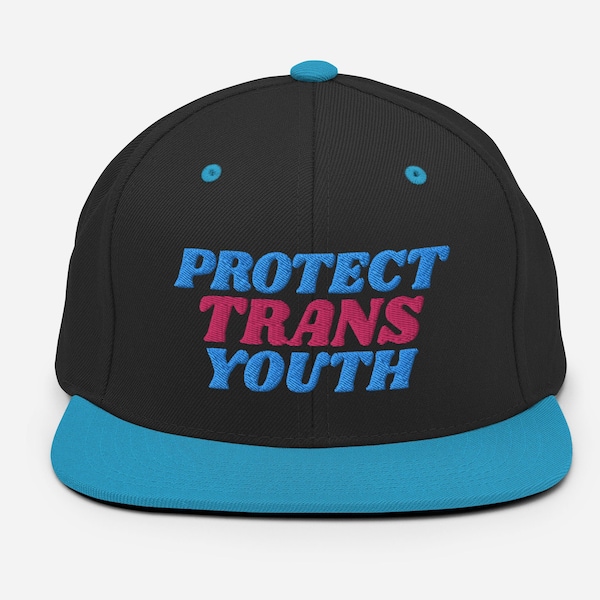 Protect Trans Youth Hat - Embroidered Trans Pride, Trans Rights, Trans Lives Matter, LGBT Ally, Trans Inclusive Colorful Snapback Hat