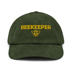 Beekeeper Embroidered Hat, Save The Bees Hat, Beekeeping Corduroy Cap, Beekeeper Gift, Honey Bee Lover Gift, Bee Keeper Corduroy Hat