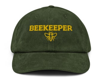 Beekeeper Embroidered Hat, Save The Bees Hat, Beekeeping Corduroy Cap, Beekeeper Gift, Honey Bee Lover Gift, Bee Keeper Corduroy Hat