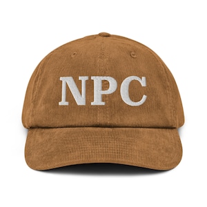 NPC Hat, Embroidered Corduroy Hat, Non-Player Character, Gamer Hat, Video Game Gift, Meme Gift Cap