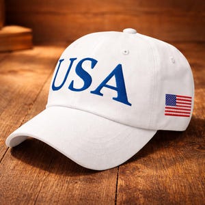 USA Trump Hat, America Flag On The Left, 45-47 On The Right, Embroidered Classic Baseball Hat