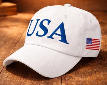 Czapka USA 45-47, flaga Ameryki po lewej, 45-47 po prawej, haftowana klasyczna czapka baseballowa