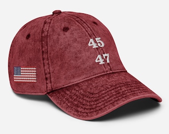 45 47 Vintage Hat, 45 47 Baseball Cap, 45 47 trump hat, 45 MAGA hat, 45 trump cap, 45 cap, 45 red hat, 45 red dad hat, Vintage Cotton Cap