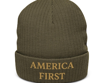 Gorro bordado America First color oro antiguo, gorro de apoyo 45-47, gorro de apoyo, gorro de punto acanalado republicano conservador
