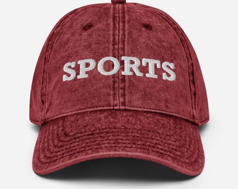 Sports Embroidered Adjustable Hat, Sports Lovers Fan Hat Gift, Retro Vintage Sports Hat, Classic Sports Show Hat Vintage Cotton Twill Cap