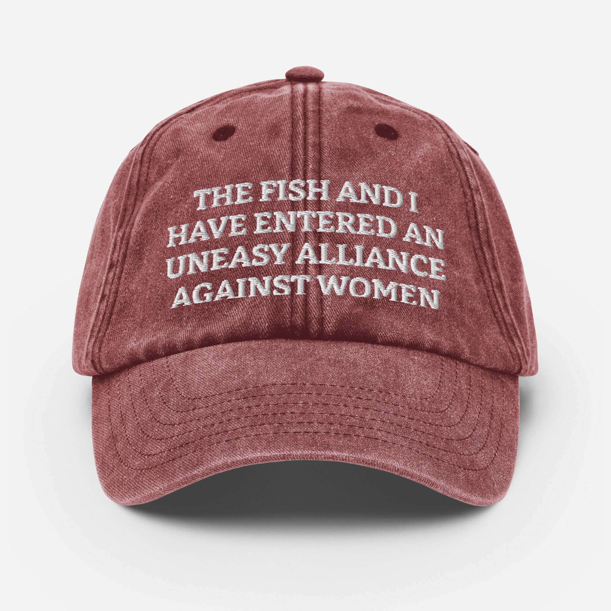 The Fish and I Have Entered an Uneasy Alliance Against Women Embroidered  Vintage Hat Funny Fishing Vintage Cap, Fishing Gift Vintage Hat -   Norway