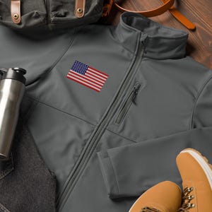 American Flag USA Embroidered Soft Jacket, American Pride, Patriotic USA, Independence Day, Fourth of July Unisex Columbia Soft Shell Jacket