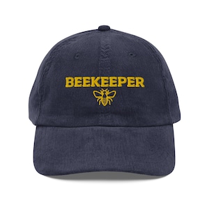 Geborduurde imker-hoed, Save The Bees-hoed, bijenteeltpet, imkercadeau, cadeau honingbijliefhebber, vintage corduroy pet bijenhouder, vintage corduroy pet