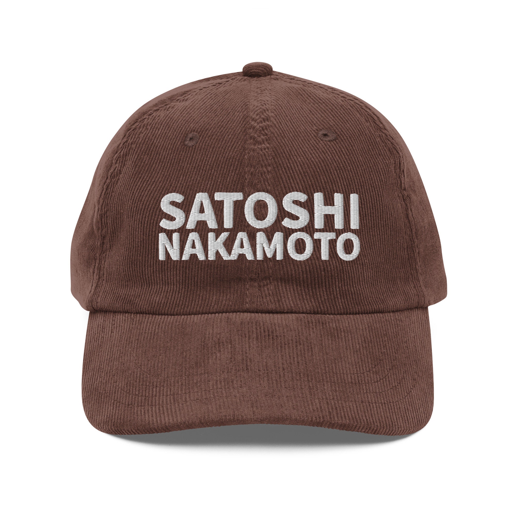 Satoshi Nakamoto Hat, Embroidered Corduroy Cap, Bitcoin Hat