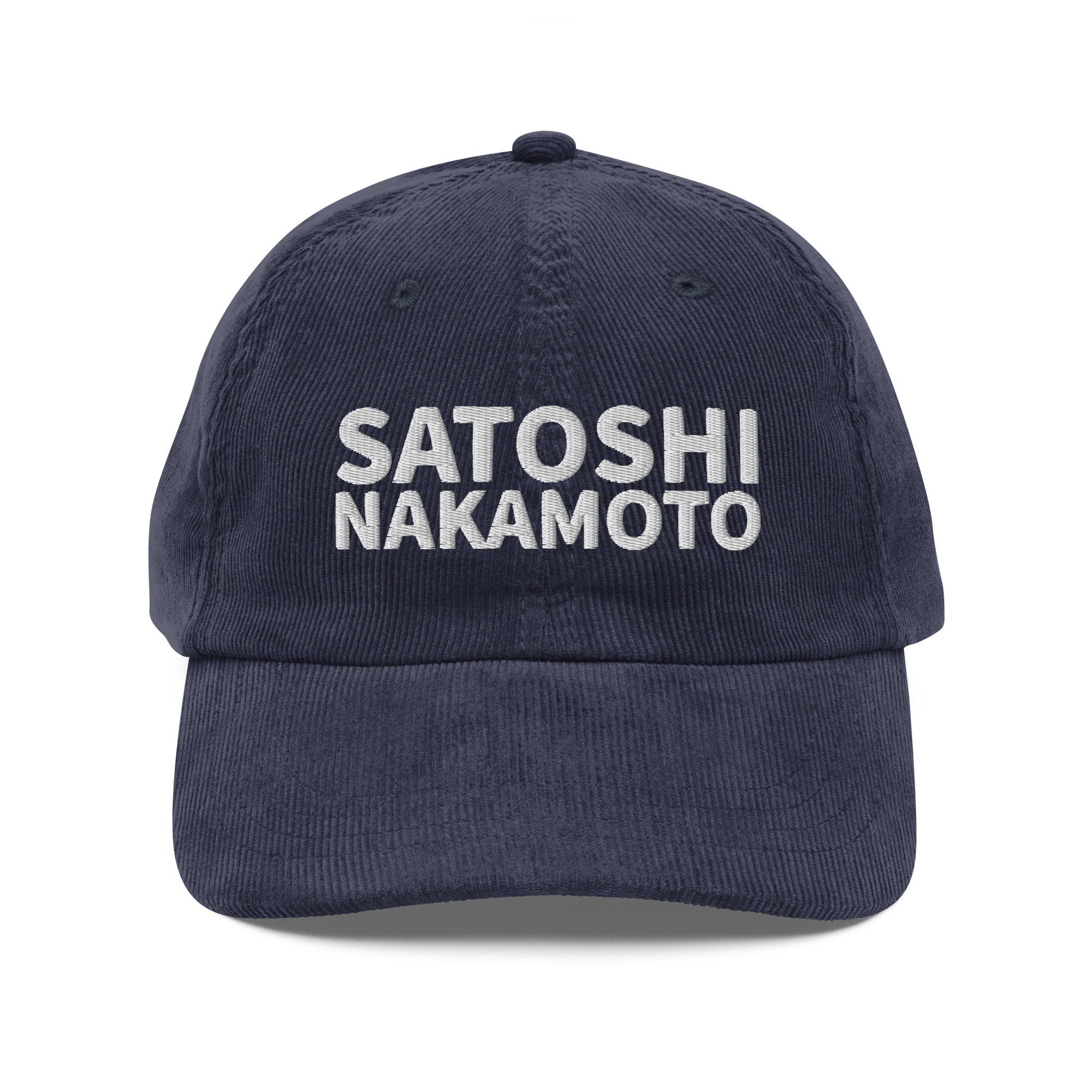 Satoshi Nakamoto Hat, Embroidered Corduroy Cap, Bitcoin Hat