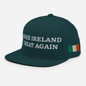Make Ireland Great Again Embroidered Hat, MIGA Snapback Hat, MIGA Hat, Support Ireland, Ireland Fan Gift Hat With Flag
