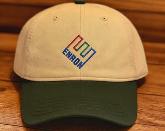 ENRON Embroidered Hat | ENRON Hat | Enron Accounting Merch | Enron Gift Hat | Enron Accounting 2001 Gift | Wall Street Garment Washed Cap