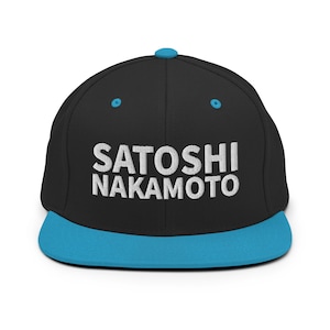 Satoshi Nakamoto Hat, Embroidered Snapback Cap, Bitcoin Hat, Satoshi Hat, Bitcoin Gift, Bitcoin Lovers Gift Snapback Hat Embroidered