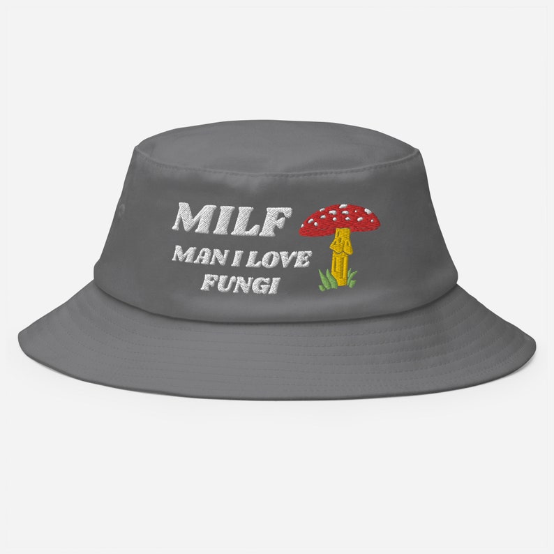 MILF Man I Love Fungi Funny Mushroom Lovers Embroidered Old School Bucket Hat, Gift For Fungi Lovers, Mushrooms Lovers Funny Bucket Hat image 3