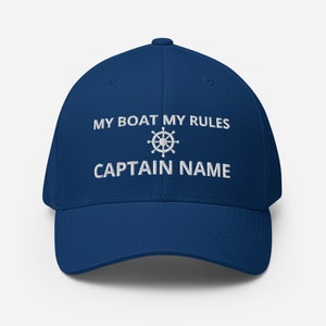 Captain Hat Personalized, Embroidered Sailor Hat, Fun Gift For Sailing, Boat Captain Custom Gift Structured Twill Cap Flexfit Closed Back