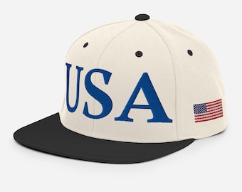 Czapka USA 45-47, flaga Ameryki po lewej, 45-47 po prawej, haftowana czapka typu snapback