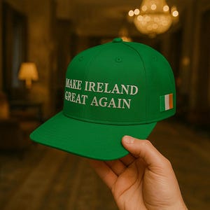 Make Ireland Great Again Embroidered Hat, MIGA Snapback Flat Visor Hat, MIGA Hat, Support Ireland, Ireland Fan Gift Hat With Flag