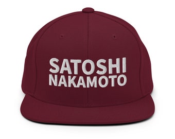 サトシ・ナカモト帽子、刺繍入りスナップバックキャップ、ビットコイン