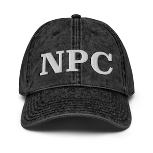 NPC Hat, Embroidered Classic Hat, Non-Player Character, Gamer Hat, Video Game Gift, Meme Gift Vintage Cotton Twill Cap