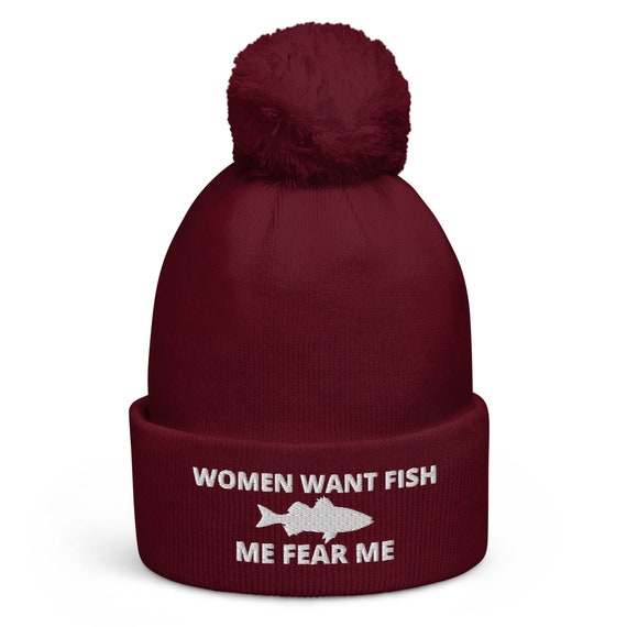 Women Want Fish, Me Fear Me, Embroidered Pom Pom Beanie Style, Hat for  Winter, Funny Fishing Beanie Gift for Fishing Lovers -  Canada