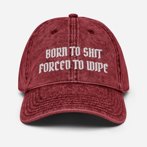 Born to Sh!t Forced to Wipe Embroidered Vintage Hat, Internet Hat, Funny Meme Hat, Social Media Hat, Funny Vintage Cotton Twill Cap