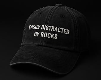 Easily Distracted By Rocks Hat, Geology, Geology Hat, Geology Gifts, Geologist Student, Geology Student Gifts, Vintage Cotton Twill Cap
