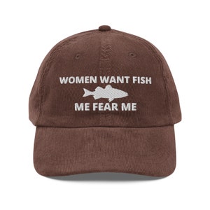 Fish Want Me Women Fear Me Hat Embroidered Fishing Cap W/ Salmon -   Canada