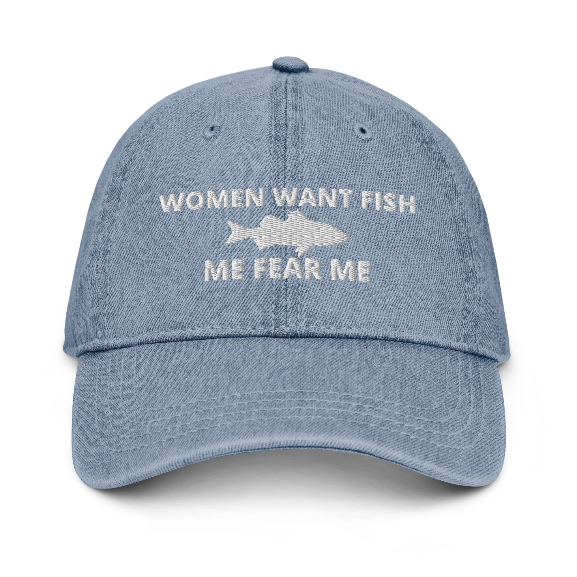 Women Want Fish, Me Fear Me, Embroidered Denim Hat Cap -  Canada