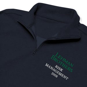 Lehman Brothers Risk Management Pullover | Lehman Brothers Risk Management 2008 Embroidered Unisex Fleece Pullover | Finance Meme Gift