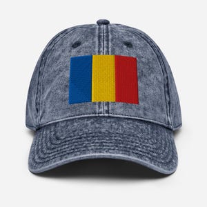 Romania Vintage Hat, Romanian Flag Embroidered Vintage Cap, Romania Gifts, Romania Native, Romanian Pride, Vintage Cotton Twill Cap