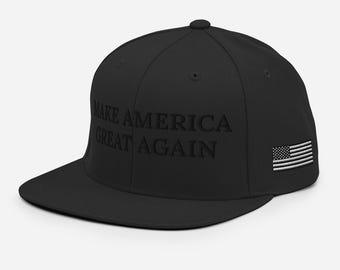 Trump 2024 Campaign Hat | MAGA Make America Great Again | Donald Trump Hat Embroidered USA, Support Trump Snapback Hat Black Embroidery