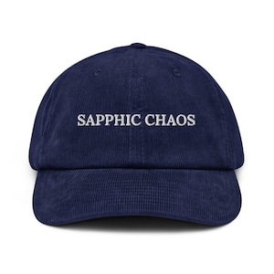 Sapphic Chaos Embroidered Corduroy Hat | LGBTQIA+ Pride Corduroy Hat | Queer Fashion, Gift Hat Sapphic Chaos